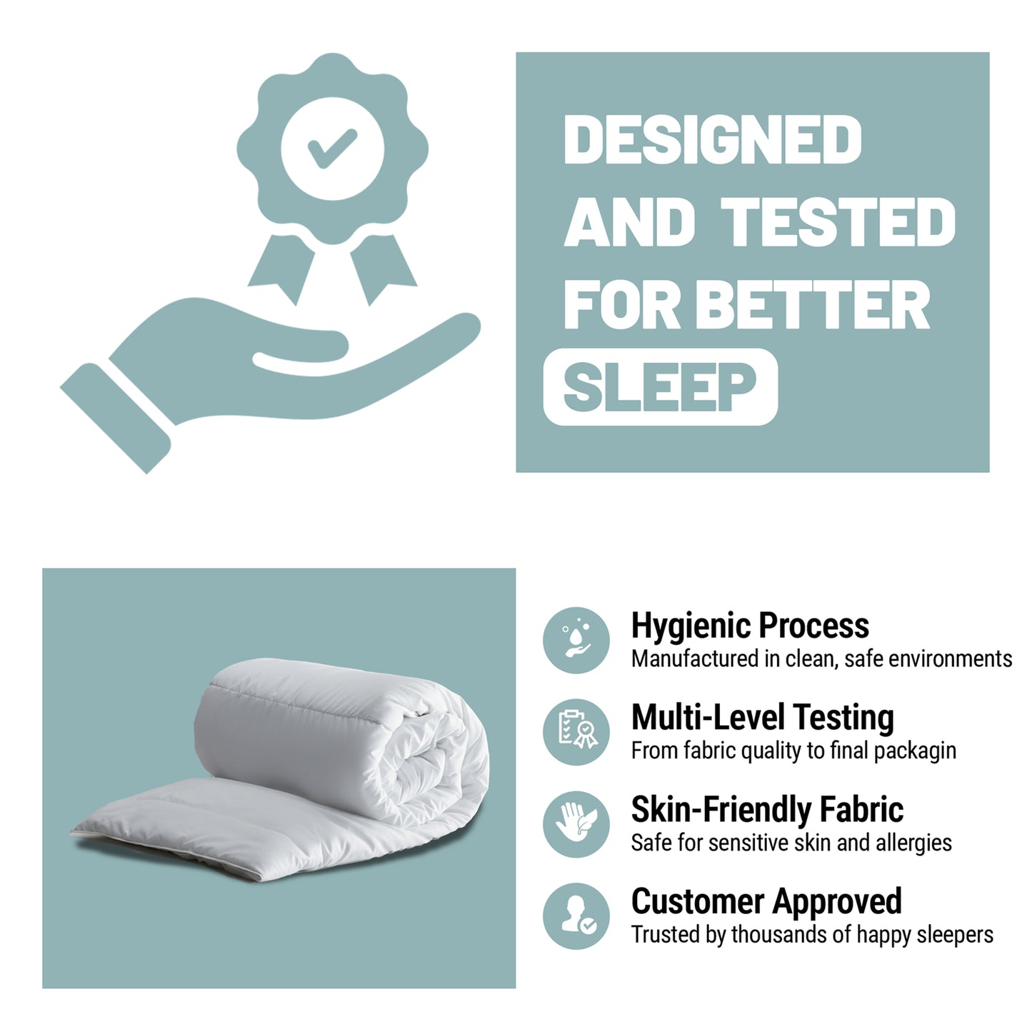 SleepyNights 4.5 Tog Duvet Quilt Summer Season Non Allergenic Hollowfibre – Polypropylene Cover