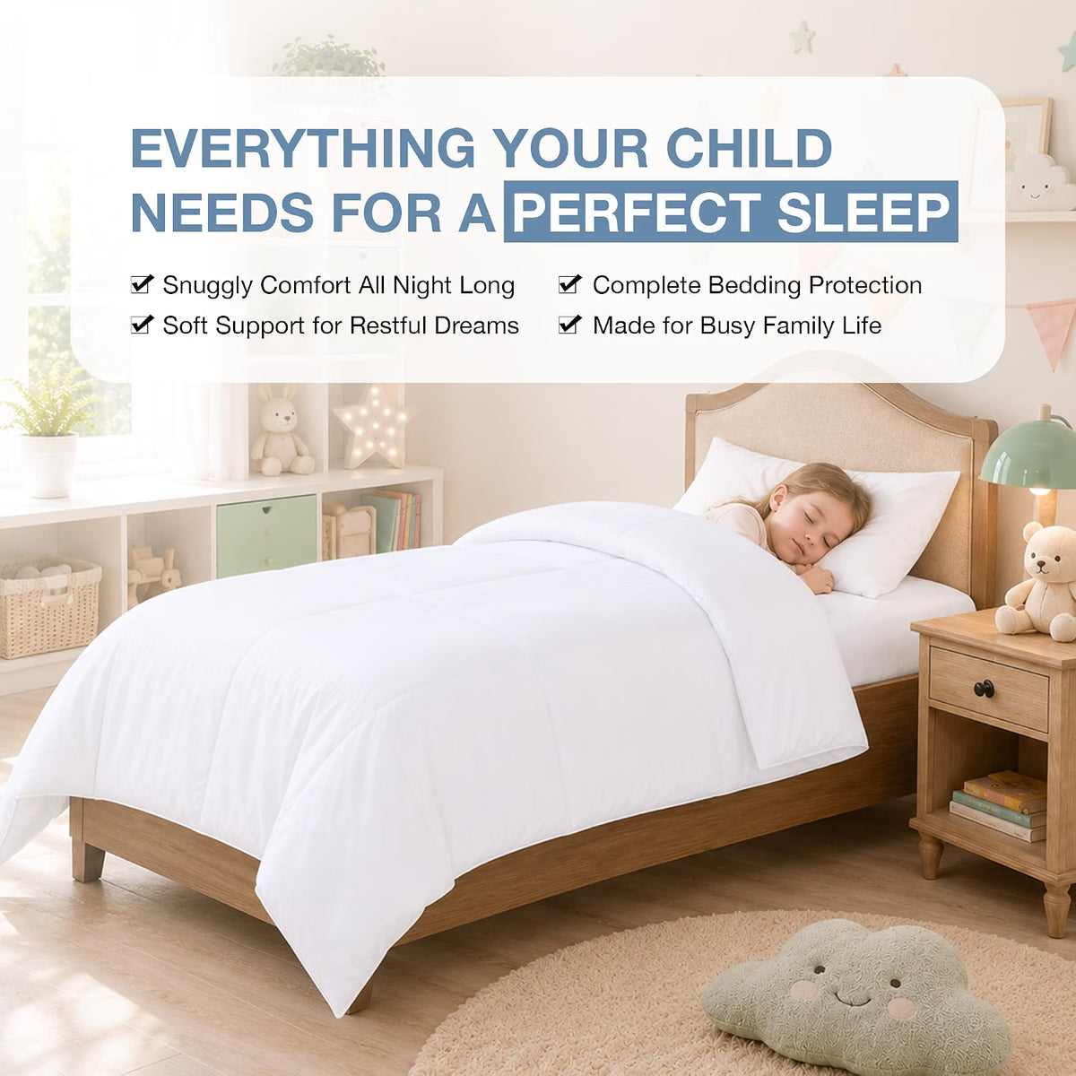 Kids Toddler Bedding Set – Single 10.5 Tog Duvet Bundle and Pillow Set + Mattress Protector + Pillow Protector