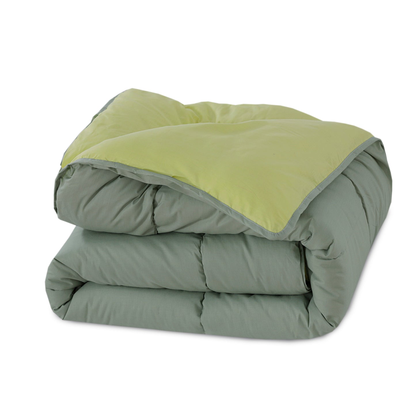 SleepyNights Box Stitching Reversible Coverless Summer Cool Duvet - Smoke Green & Lemon
