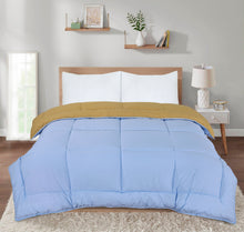 Load image into Gallery viewer, Box Stitching Reversible Coverless Polycotton Duvet – Sand &amp; Sky Blue
