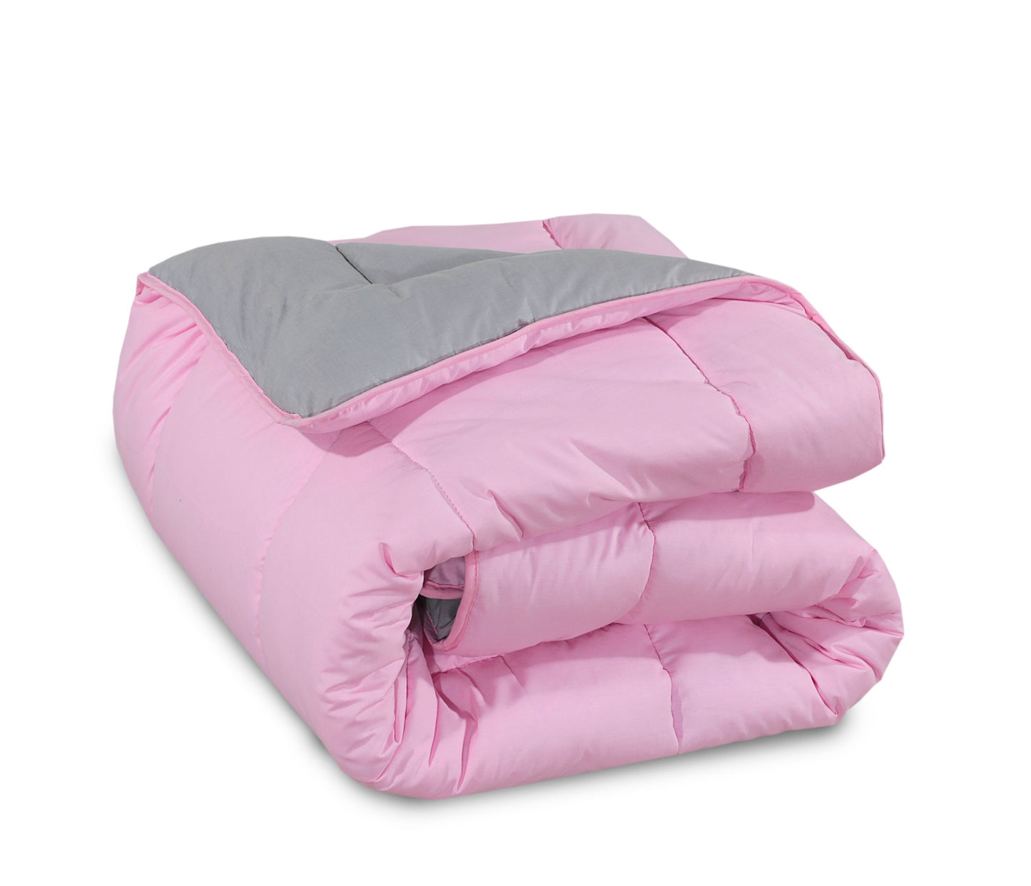 SleepyNights 13.5 tog Box Stitching Reversible Coverless Polycotton Duvet – Pink and Grey