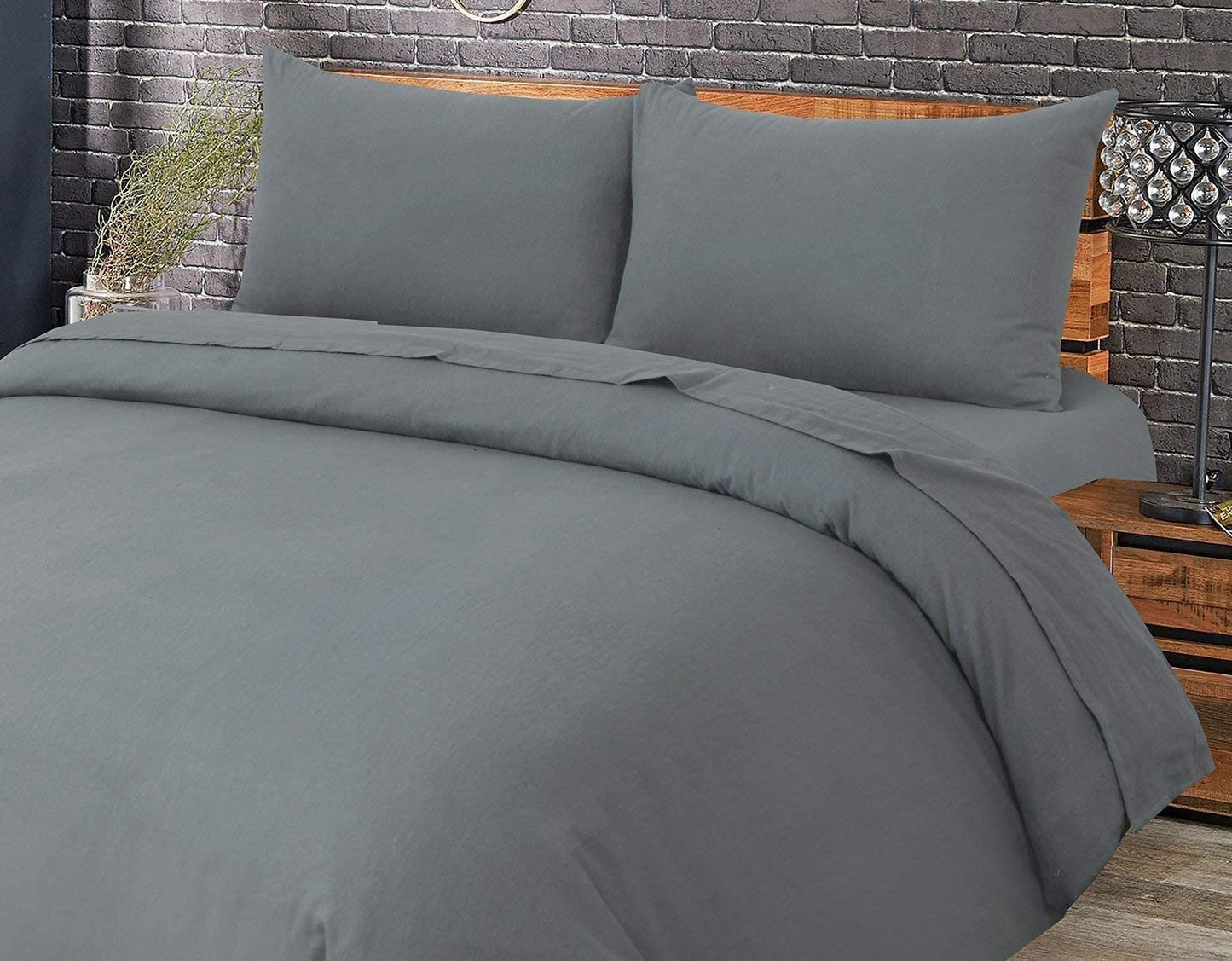 Soft Thermal 100% Cotton Flannelette Duvet Cover - Grey