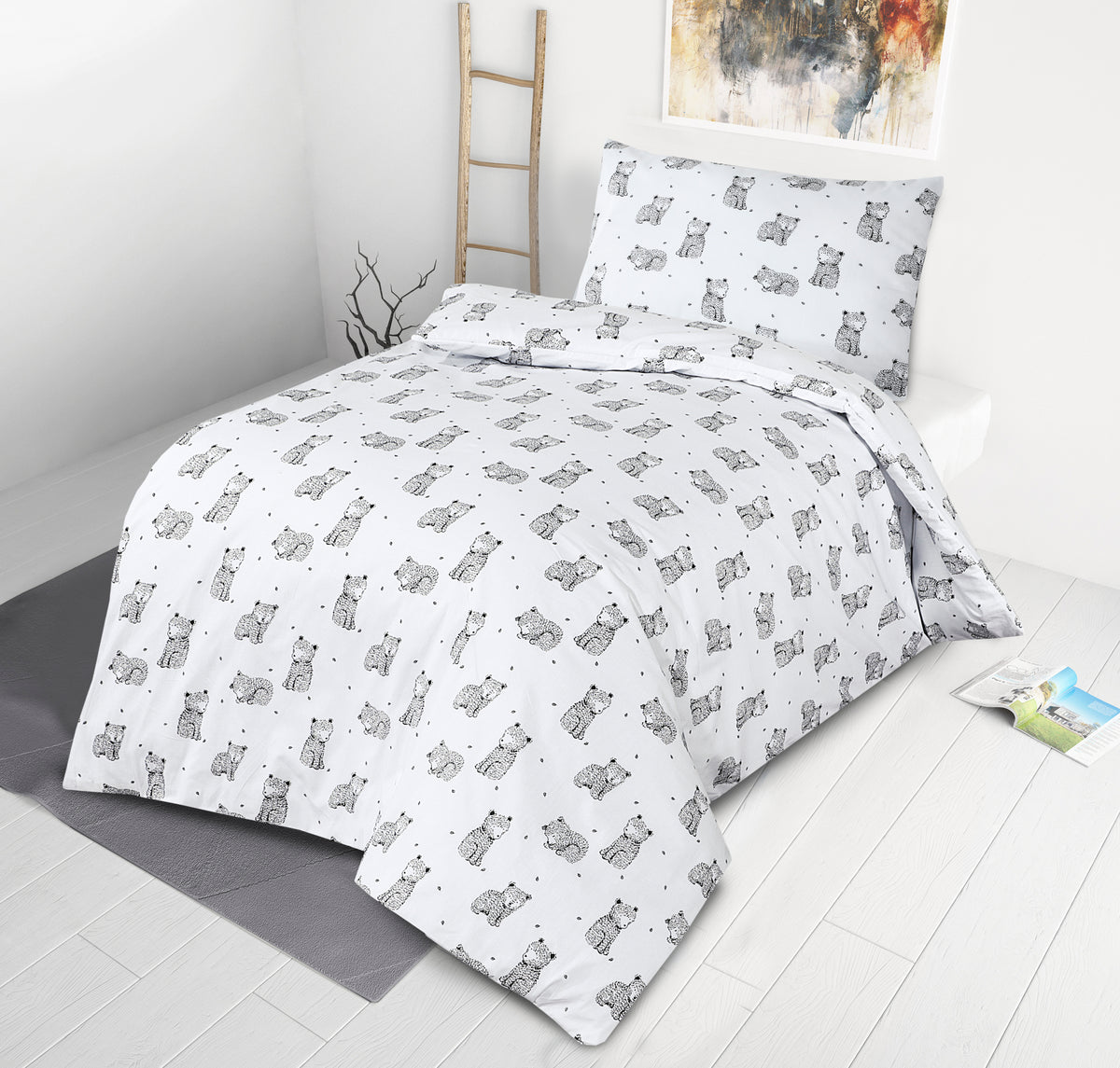 Junior Cot Bed Duvet Cover and Pillow Set Cotton Rich 120 x 150 cm