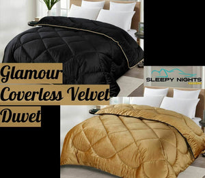 Glamour Opulent Coverless Velvet Duvet Heavy 13.5 Tog Black Gold