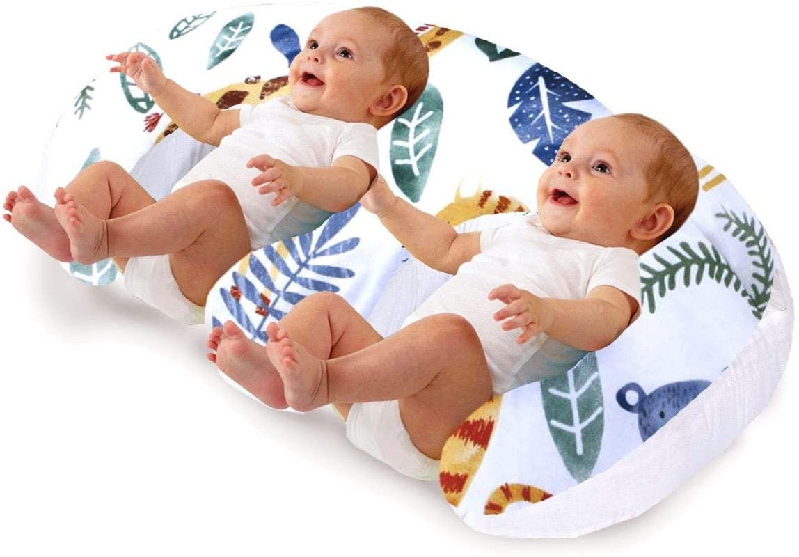 Twin Feeding Nursing Pillow Cushion for Complete Support Jungle