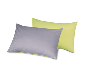 Reversible Poly Cotton Housewife Pillowcases (Pair) - Lemon & Grey