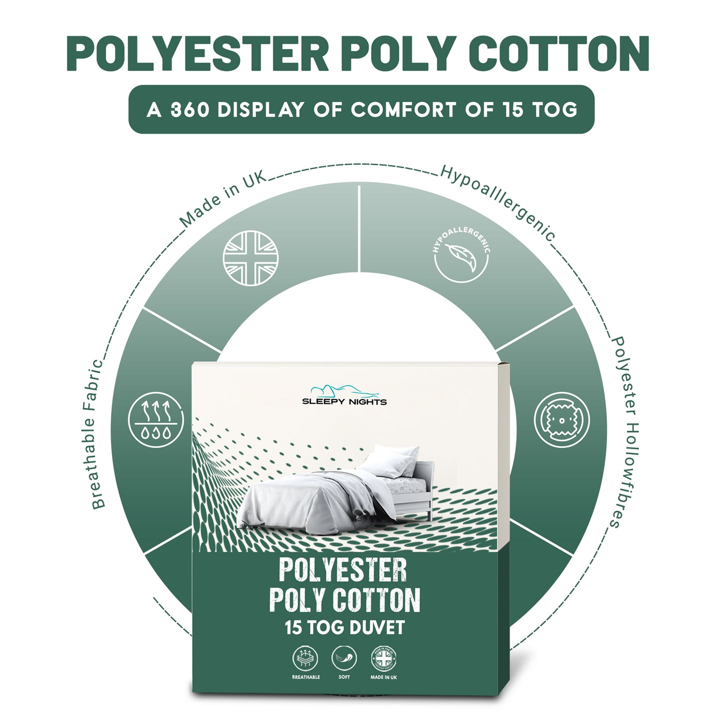 SleepyNights 15 Tog Premium Poly Cotton Duvet - Extra Warm