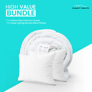 4.5 Tog Poly Cotton Duvet Quilt with 2 Ultra Bounce Pillows