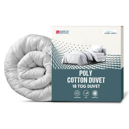 SleepyNights Fresh Anti Allergy Polycotton Hollowfibre Essentials Value Single Double King Superking Size Duvet 18 Tog