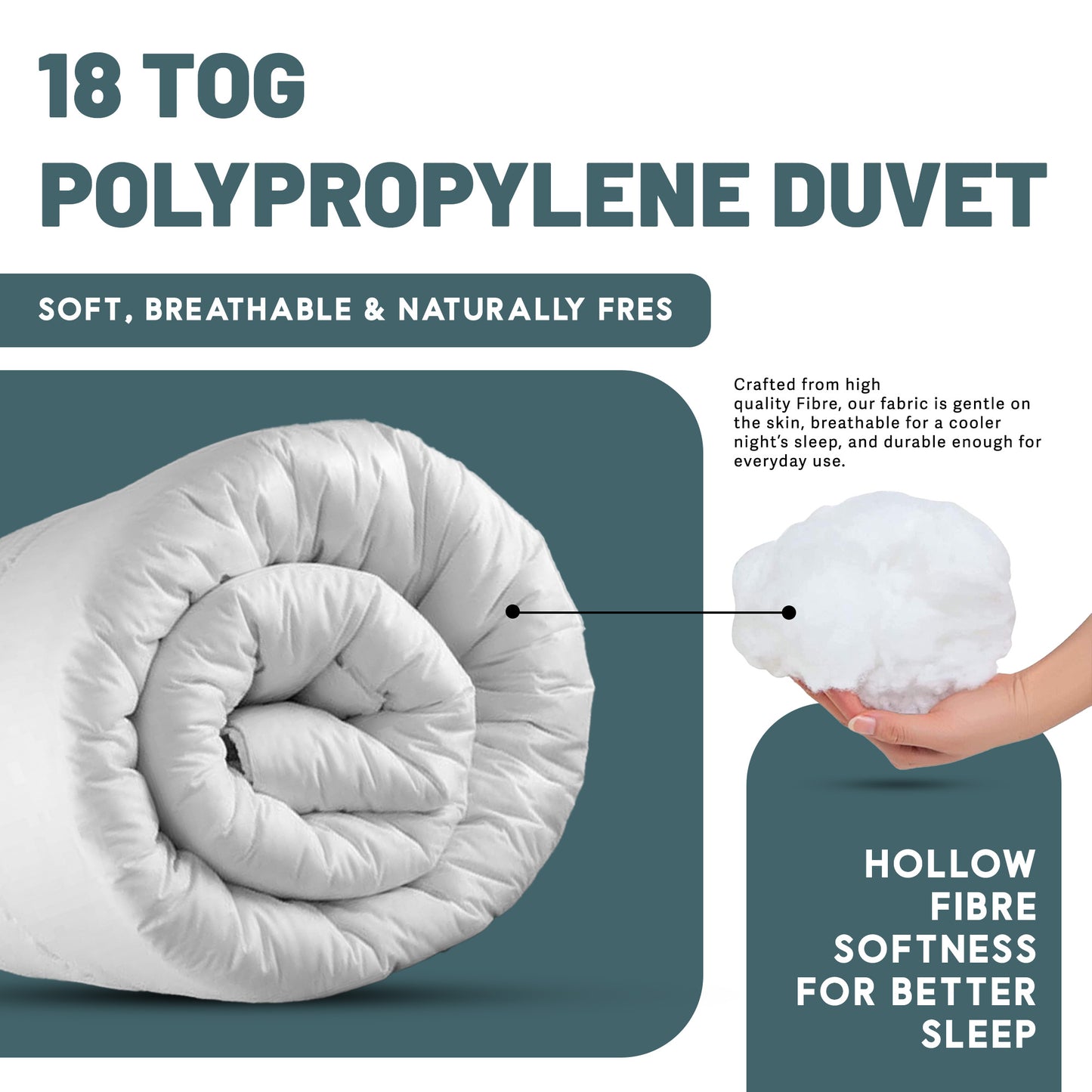 SleepyNights Non Allergenic Hollowfibre Polypropylene Quilt- Winter Warm 18 TOG