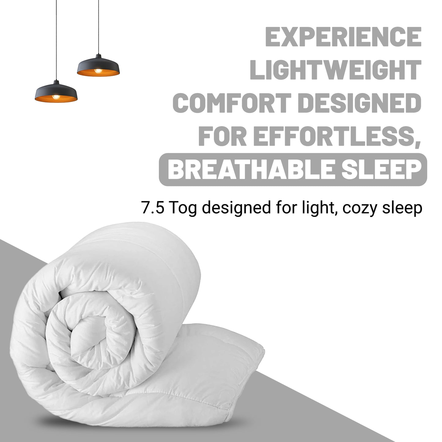 SleepyNights 7.5 Tog Duvet Quilt Summer Season Non Allergenic Hollowfibre – Polypropylene Cover