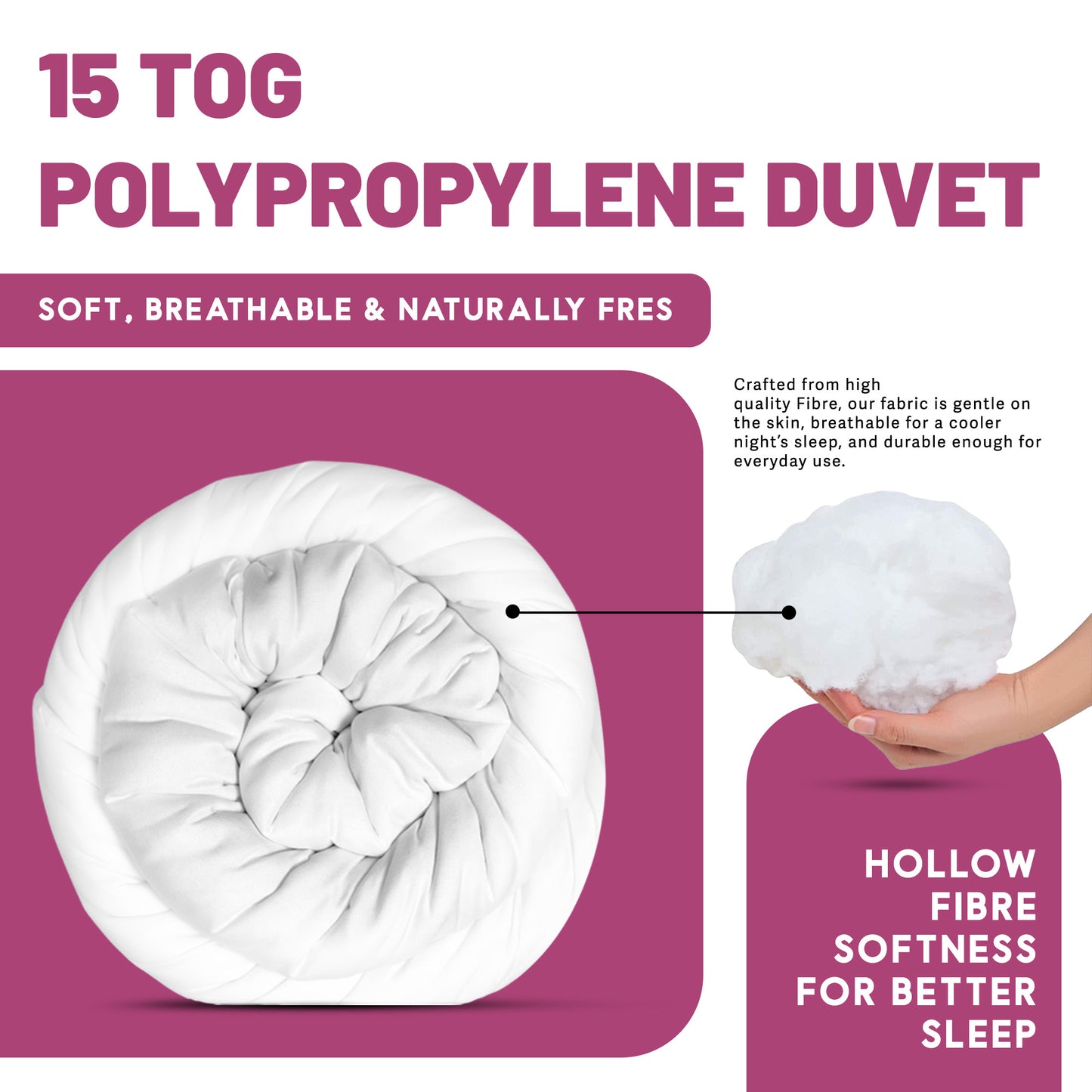 SleepyNights Non Allergenic Hollowfibre Polypropylene Quilt- Winter Warm 15 TOG
