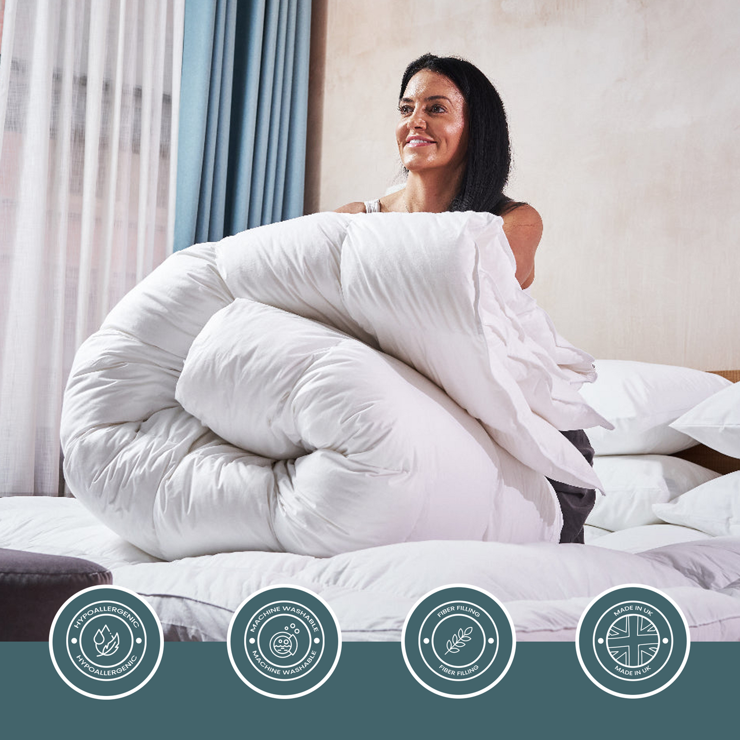 SleepyNights Fresh Anti Allergy Polycotton Hollowfibre Essentials Value Single Double King Superking Size Duvet 18 Tog