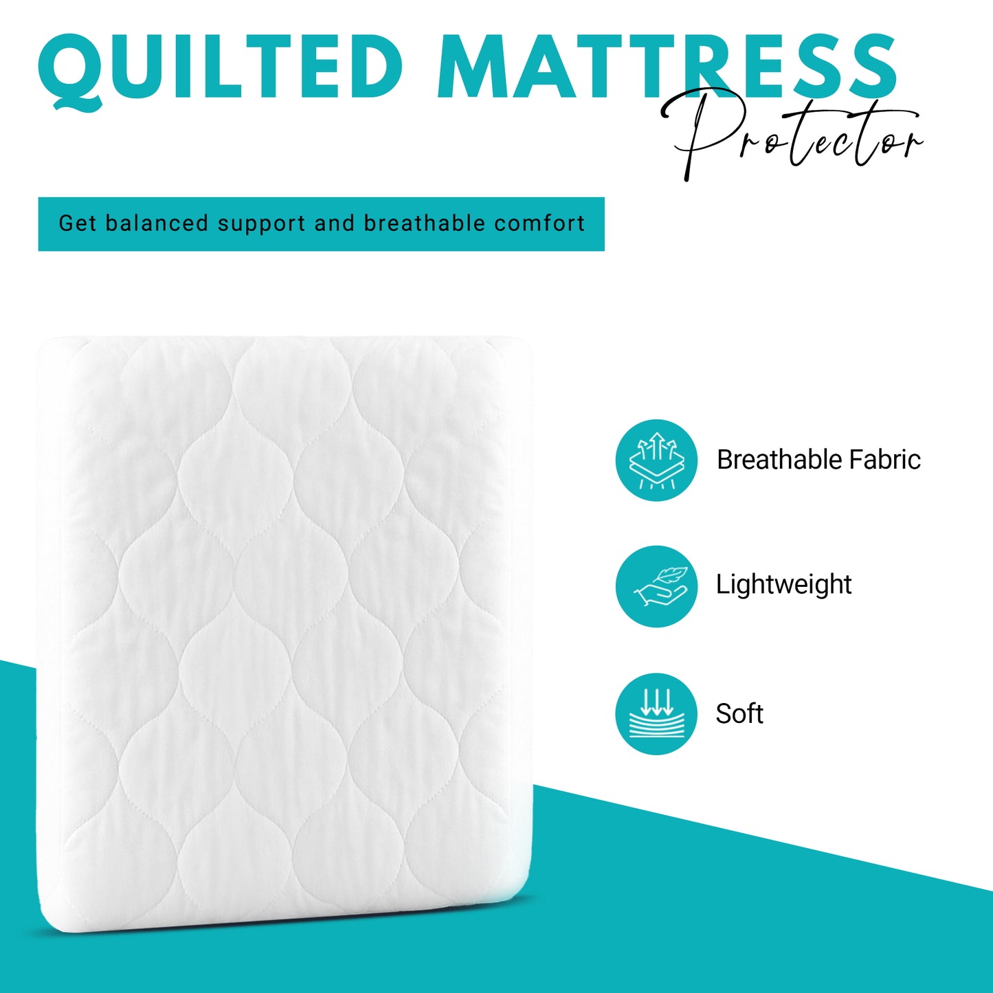 Quilted Mattress Protector With Polycotton Side Skirts