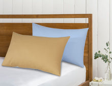 Load image into Gallery viewer, Reversible Poly Cotton Housewife Pillowcases (Pair) - Sand &amp; Sky Blue
