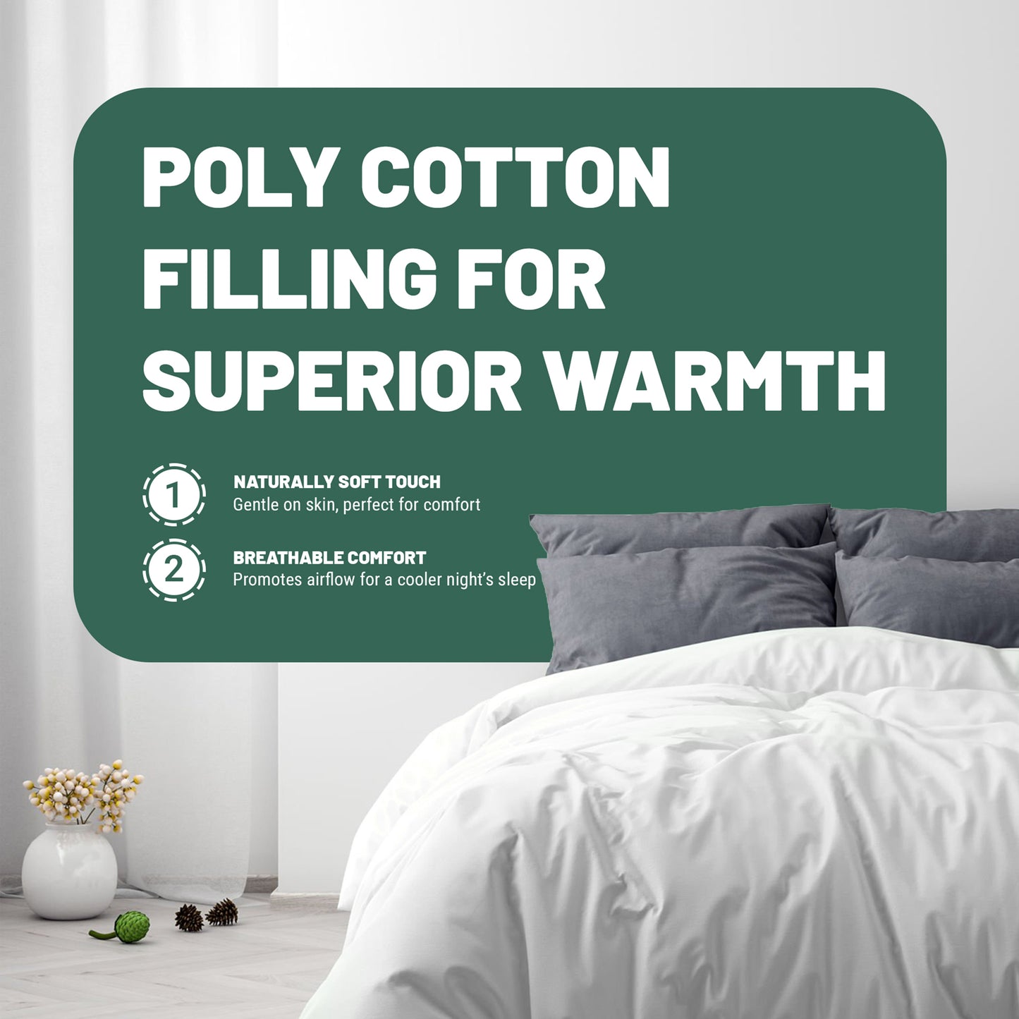 SleepyNights 15 Tog Premium Poly Cotton Duvet - Extra Warm