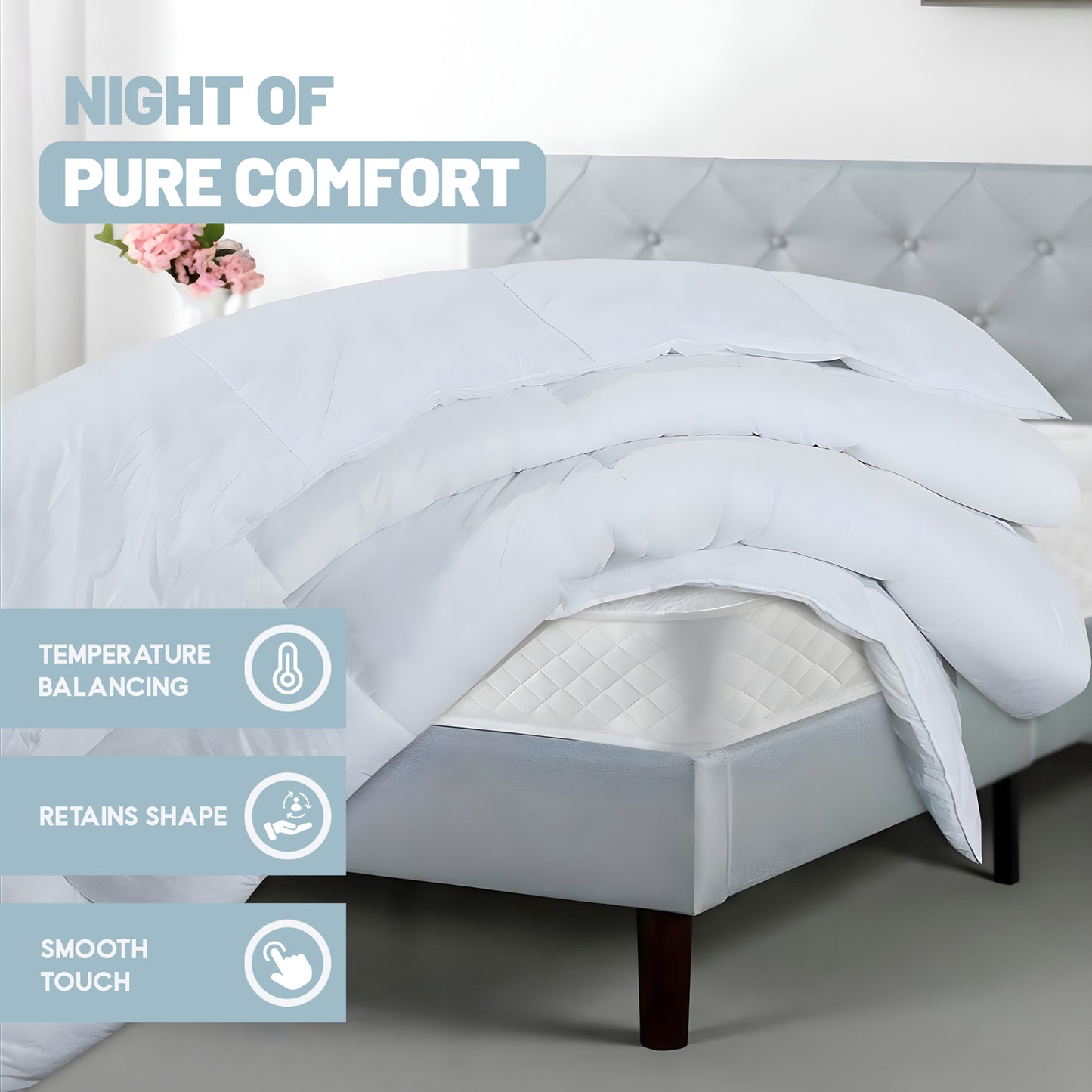 SleepyNights Duvet Quilt 13.5 Tog Winter Warm Season Non Allergenic Hollowfibre - Polypropylene Cover