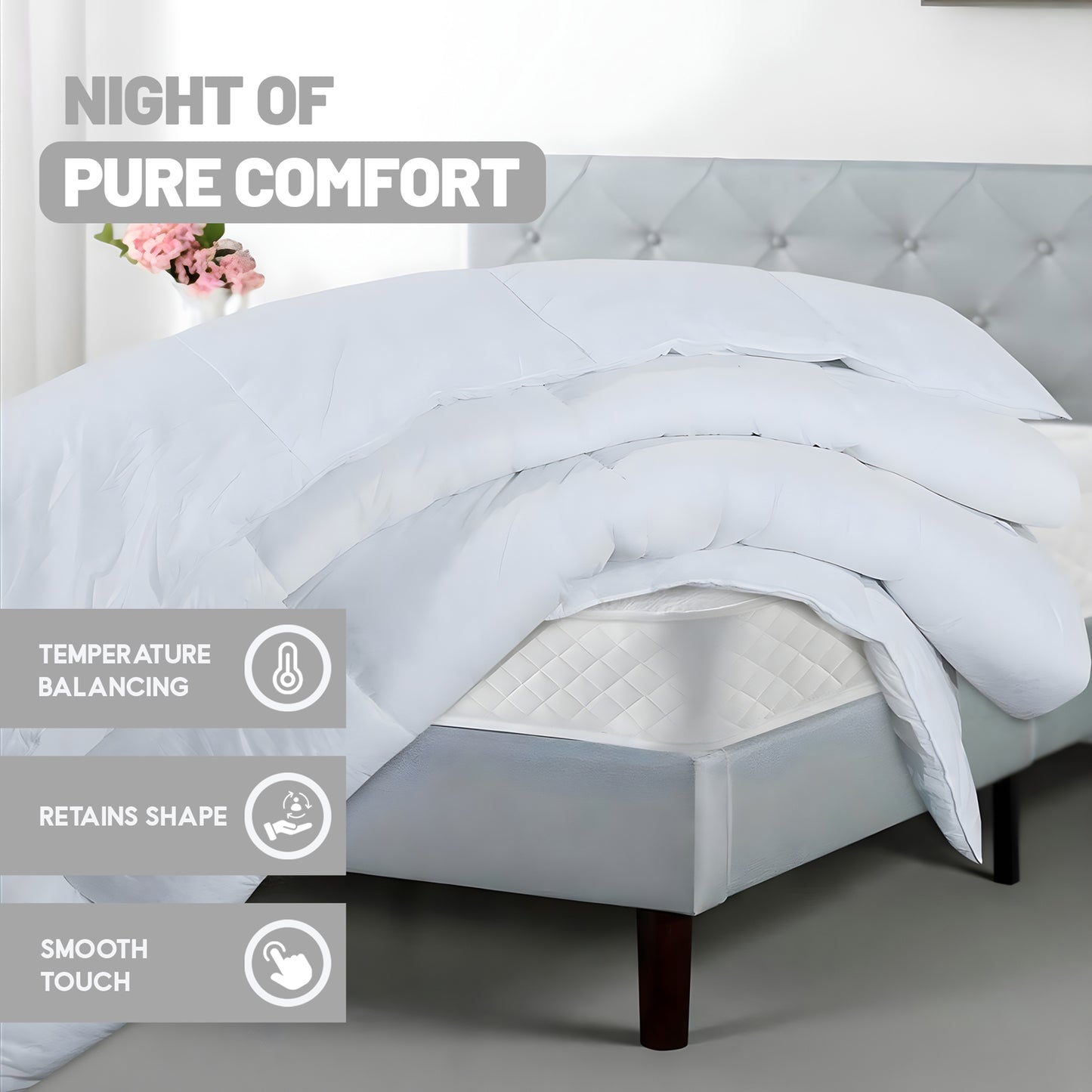 SleepyNights 7.5 Tog Duvet Quilt Summer Season Non Allergenic Hollowfibre – Polypropylene Cover