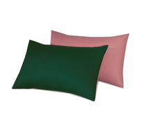 Load image into Gallery viewer, Reversible Poly Cotton Housewife Pillowcases (Pair) - Bottle Green &amp; Dusty Pink
