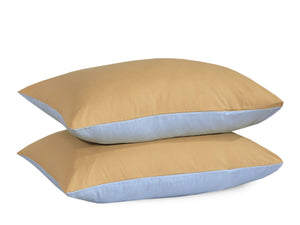 Reversible Poly Cotton Housewife Pillowcases (Pair) - Sand & Sky Blue