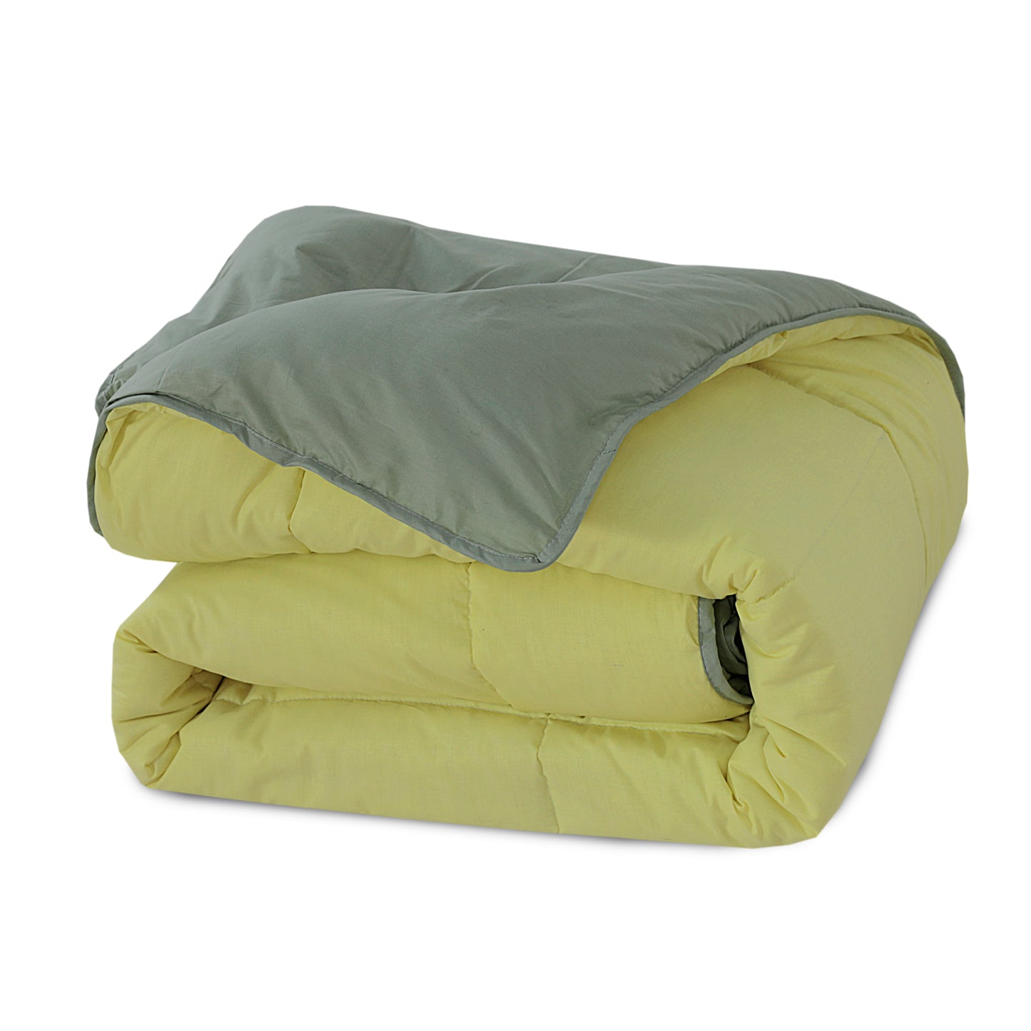 SleepyNights Box Stitching Reversible Coverless Summer Cool Duvet - Smoke Green & Lemon
