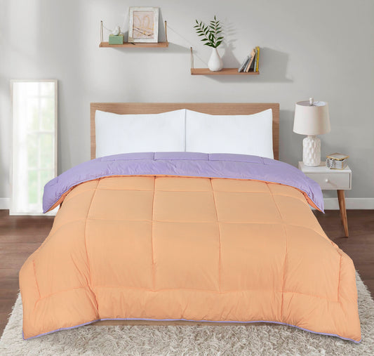 Box Stitching Reversible Coverless Polycotton Duvet – Peach & Lilac