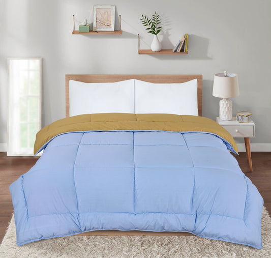 Box Stitching Reversible Coverless Polycotton Duvet – Sand & Sky Blue