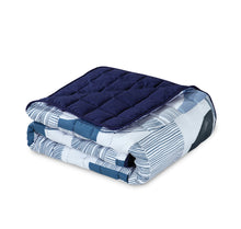 Load image into Gallery viewer, Quilted 4.5 Tog Reversible Coverless Printed Duvet Quilt - Blue Geometric
