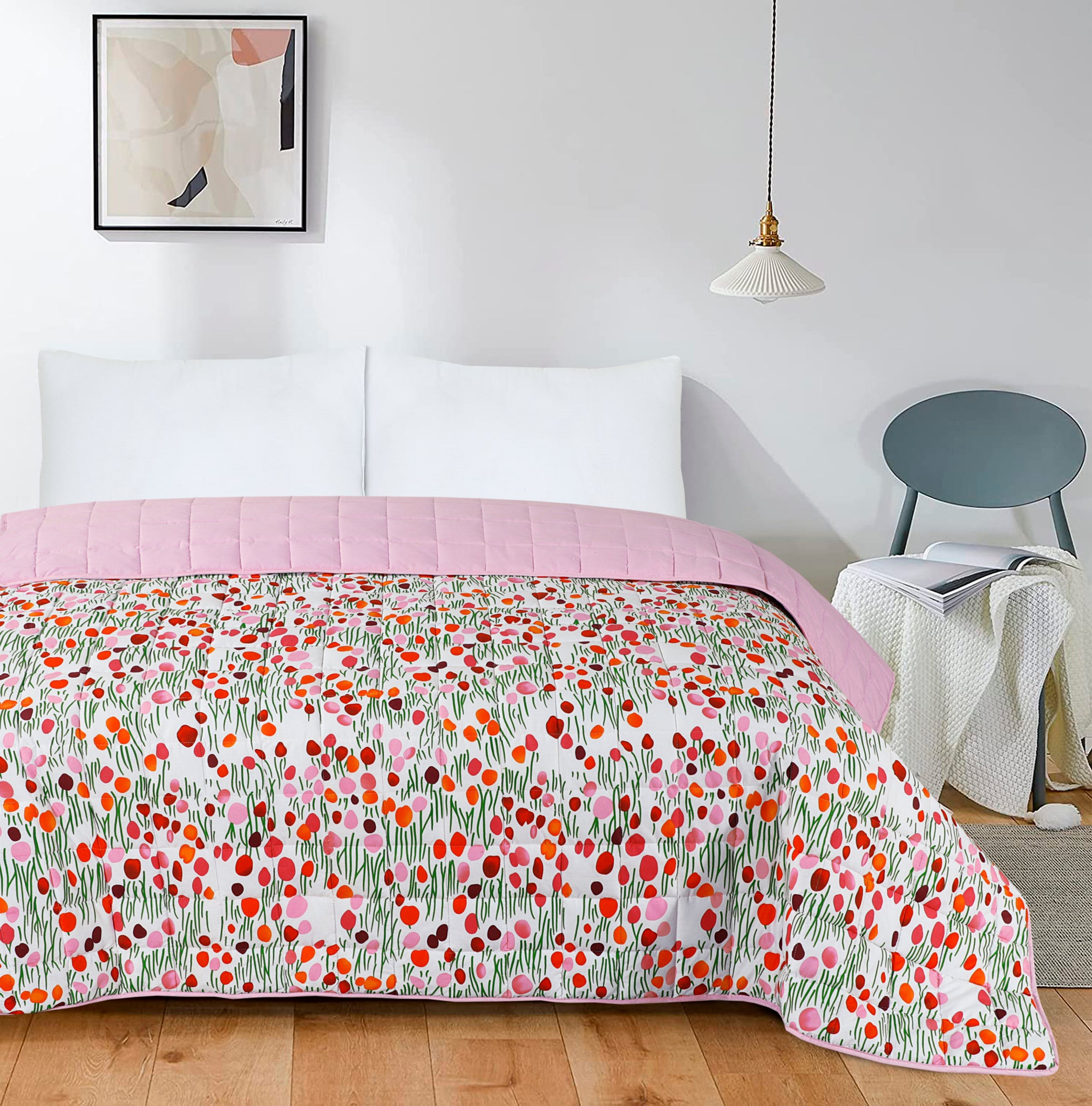 Quilted 4 5 Tog Reversible Coverless Printed Duvet Quilt Meadow quilted-4-5-tog-reversible-coverless-printed-duvet-quilt-meadow