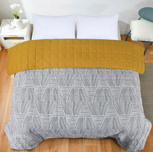 Quilted 4.5 Tog Reversible Coverless Printed Duvet Quilt - Triangles