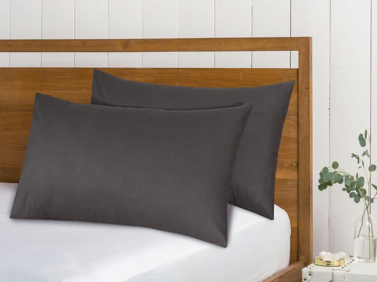 Cotton Pillowcases Pillow Cover Pair - Charcoal