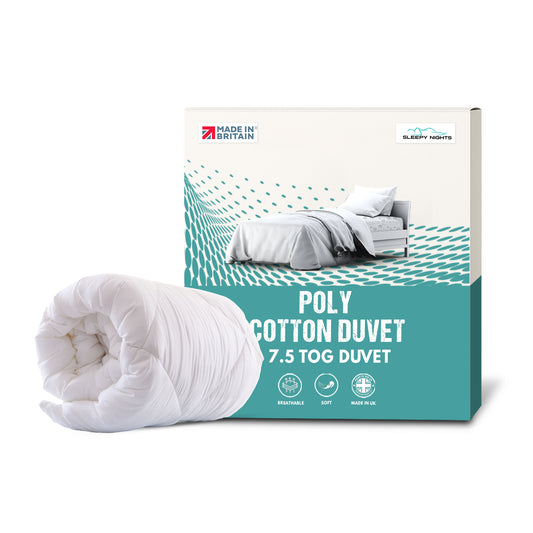 SleepyNights 7.5 Tog Duvet Quilt Hollowfibre Non Allergenic Cool Summer Spring Season Polyester Polycotton