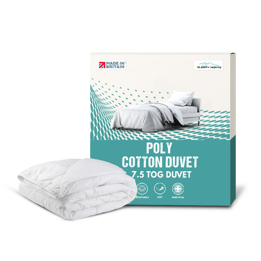 SleepyNights 7.5 Tog Duvet Quilt Hollowfibre Non Allergenic Cool Summer Spring Season Polyester Polycotton
