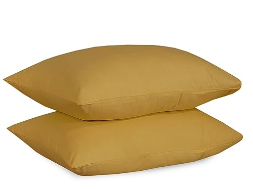 Cotton Pillowcases Pillow Cover Pair - Mustard