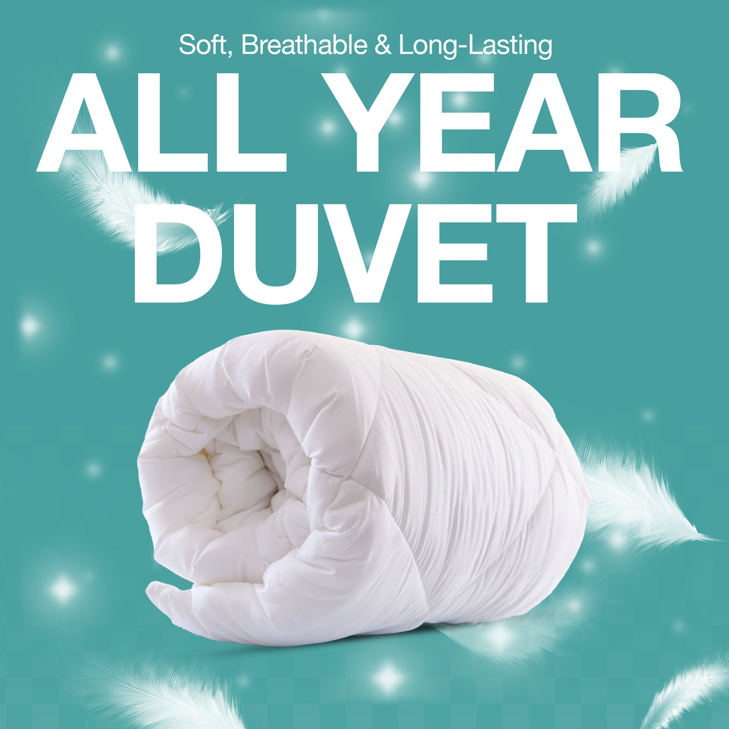 SleepyNights 7.5 Tog Duvet Quilt Hollowfibre Non Allergenic Cool Summer Spring Season Polyester Polycotton