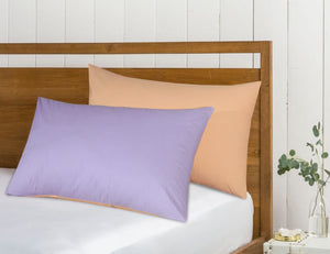 Reversible Poly Cotton Housewife Pillowcases (Pair) - Peach & Lilac
