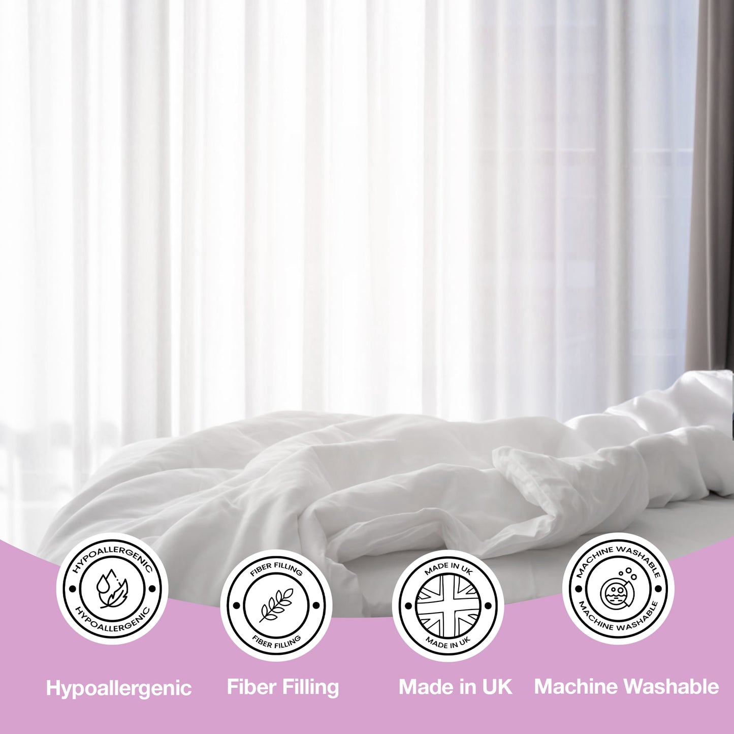 SleepyNights Fresh Anti Allergy Polycotton Hollowfibre Essentials Value Single Double King Superking Size Duvet 4.5 Tog