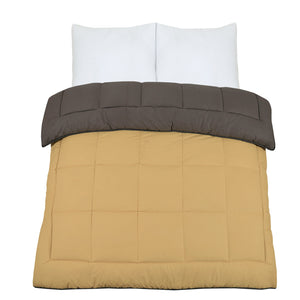 Box Stitching Reversible Coverless Polycotton Duvet - Sand and Charcoal