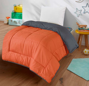 Kids Coverless Printed 7.5 tog Washable Quilt with Pillow Set 120 x 150 cm - Orange & Grey