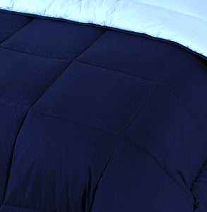 13.5 Tog Box Stitching Reversible Coverless Polycotton Duvet – Navy and Blue