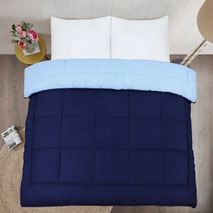 7.5 Tog Box Stitching Reversible Coverless Polycotton Duvet – Navy and Blue
