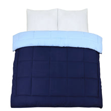 Load image into Gallery viewer, 13.5 Tog Box Stitching Reversible Coverless Polycotton Duvet – Navy and Blue
