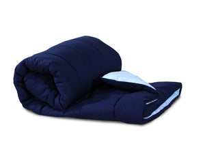 7.5 Tog Box Stitching Reversible Coverless Polycotton Duvet – Navy and Blue