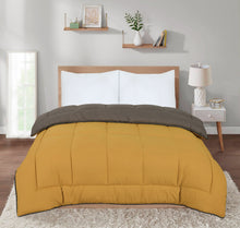 Load image into Gallery viewer, 7.5 Tog Box Stitching Reversible Coverless Polycotton Duvet – Mustard &amp; Grey
