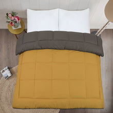 Load image into Gallery viewer, 13.5 Tog Box Stitching Reversible Coverless Polycotton Duvet – Mustard &amp; Grey
