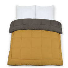 Load image into Gallery viewer, 13.5 Tog Box Stitching Reversible Coverless Polycotton Duvet – Mustard &amp; Grey

