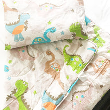 Load image into Gallery viewer, Kids Coverless Printed 7.5 tog Washable Quilt with Pillow Set 120 x 150 cm - Happy Dinosaurs
