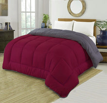 Load image into Gallery viewer, 7.5 Tog Box Stitching Reversible Coverless Polycotton Duvet – Grey &amp; Burgundy

