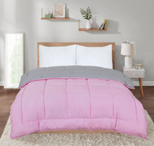 Load image into Gallery viewer, 13.5 Tog Box Stitching Reversible Coverless Polycotton Duvet – Pink and Grey
