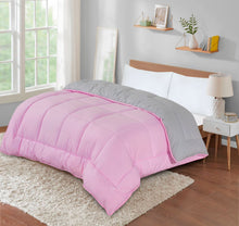Load image into Gallery viewer, 7.5 Tog Box Stitching Reversible Coverless Polycotton Duvet – Pink and Grey

